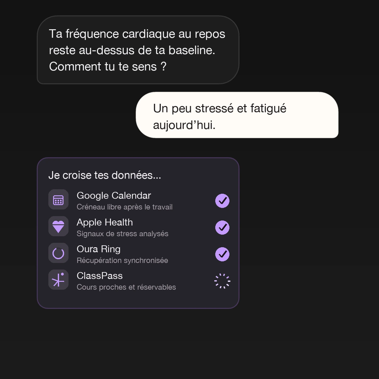 AION connecte Google Calendar, Apple Health, Oura et ClassPass
